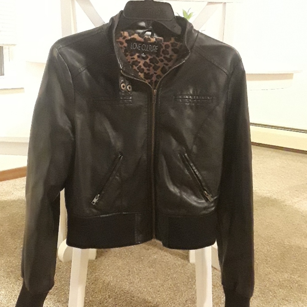 Faux leather moto jacket